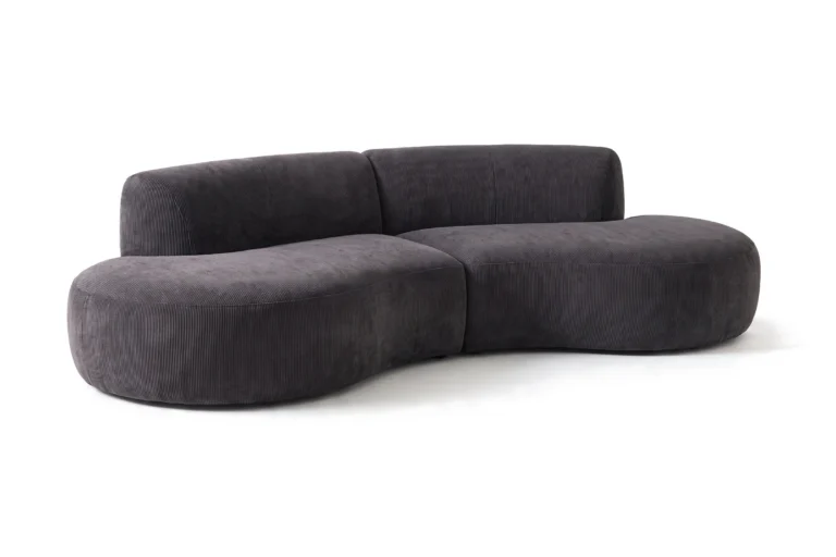 3D configurator: curved modular sofa, anthracite corduroy, open side