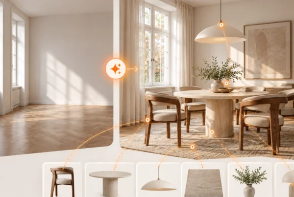 AI room planning: an empty room furnished automatically with Mazing